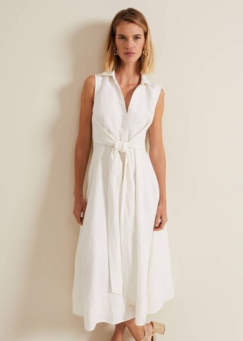 Phase Eight Becky Tie Front Dress White Australia | QL8076925